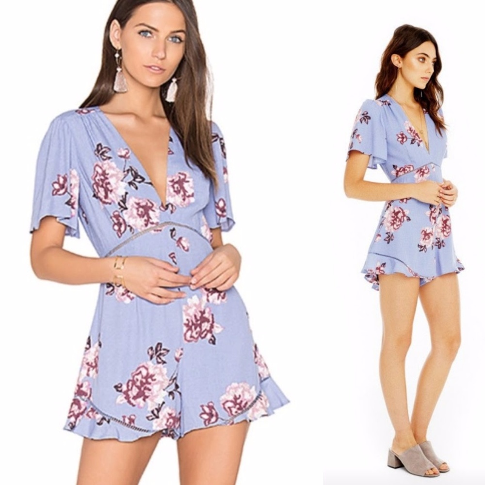 ASTR PERIWINKLE FLORAL PRINT ROMPER